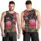 Personalised Australia Waratah And Superb Fairywren Men Tank Top Aboriginal Art