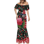 Personalised Australia Waratah And Superb Fairywren Mermaid Dress Aboriginal Art