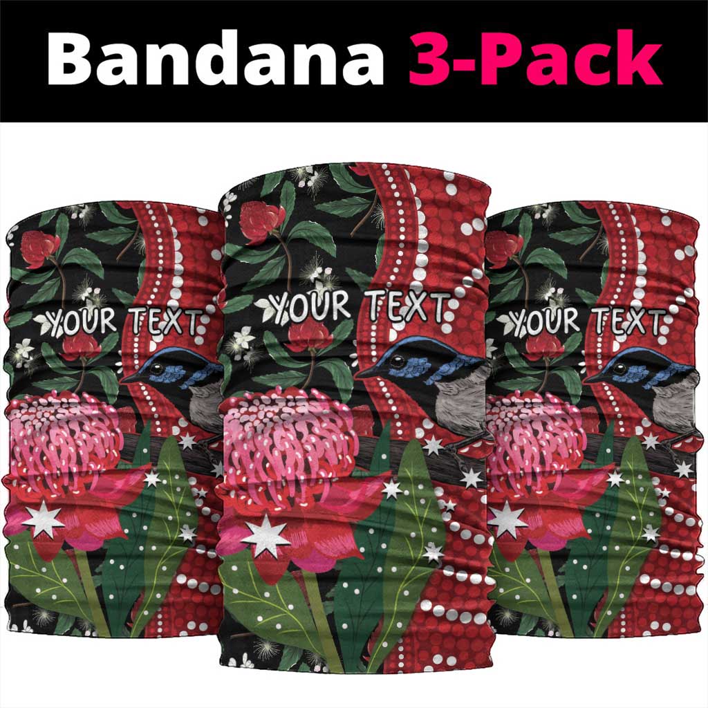 Personalised Australia Waratah And Superb Fairywren Neck Gaiter Aboriginal Art - Aussie Hoodie