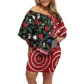 Personalised Australia Waratah And Superb Fairywren Off Shoulder Short Dress Aboriginal Art