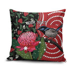 Personalised Australia Waratah And Superb Fairywren Pillow Cover Aboriginal Art - Aussie Hoodie