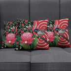 Personalised Australia Waratah And Superb Fairywren Pillow Cover Aboriginal Art - Aussie Hoodie