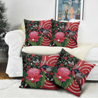 Personalised Australia Waratah And Superb Fairywren Pillow Cover Aboriginal Art - Aussie Hoodie