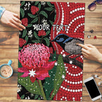 Personalised Australia Waratah And Superb Fairywren Puzzle Aboriginal Art - Aussie Hoodie