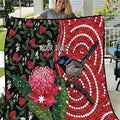 Personalised Australia Waratah And Superb Fairywren Quilt Aboriginal Art