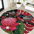 Personalised Australia Waratah And Superb Fairywren Round Carpet Aboriginal Art