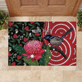 Personalised Australia Waratah And Superb Fairywren Rubber Doormat Aboriginal Art