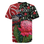 Personalised Australia Waratah And Superb Fairywren Rugby Jersey Aboriginal Art