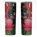 Personalised Australia Waratah With Superb Fairywren Skinny Tumbler Aboriginal Art