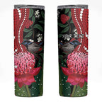 Personalised Australia Waratah With Superb Fairywren Skinny Tumbler Aboriginal Art
