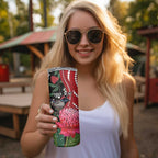 Personalised Australia Waratah With Superb Fairywren Skinny Tumbler Aboriginal Art