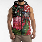 Personalised Australia Waratah And Superb Fairywren Sleeveless Zip Hoodie Aboriginal Art LT14