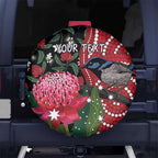 Personalised Australia Waratah And Superb Fairywren Spare Tire Cover Aboriginal Art