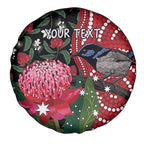 Personalised Australia Waratah And Superb Fairywren Spare Tire Cover Aboriginal Art