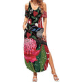 Personalised Australia Waratah And Superb Fairywren Summer Maxi Dress Aboriginal Art