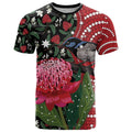 Personalised Australia Waratah And Superb Fairywren T Shirt Aboriginal Art