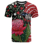 Personalised Australia Waratah And Superb Fairywren T Shirt Aboriginal Art