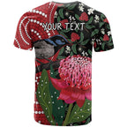 Personalised Australia Waratah And Superb Fairywren T Shirt Aboriginal Art