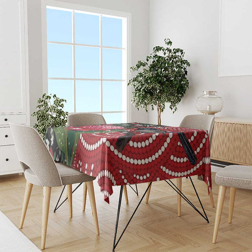 Personalised Australia Waratah And Superb Fairywren Tablecloth Aboriginal Art