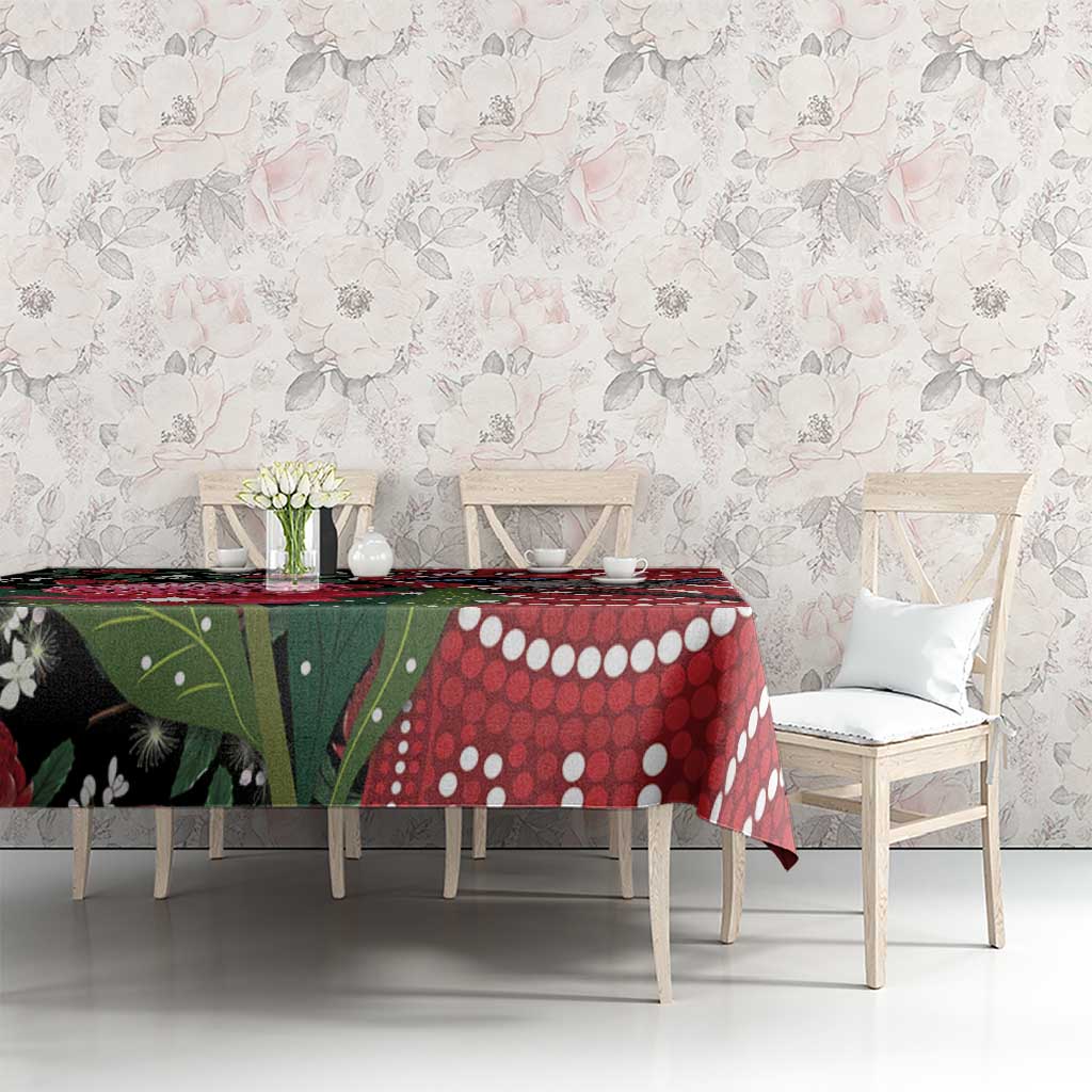 Personalised Australia Waratah And Superb Fairywren Tablecloth Aboriginal Art