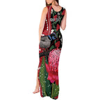 Personalised Australia Waratah And Superb Fairywren Tank Maxi Dress Aboriginal Art