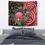 Personalised Australia Waratah And Superb Fairywren Tapestry Aboriginal Art