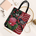 Personalised Australia Waratah And Superb Fairywren Tote Bag Aboriginal Art - Aussie Hoodie