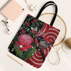 Personalised Australia Waratah And Superb Fairywren Tote Bag Aboriginal Art - Aussie Hoodie