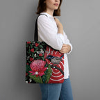 Personalised Australia Waratah And Superb Fairywren Tote Bag Aboriginal Art - Aussie Hoodie