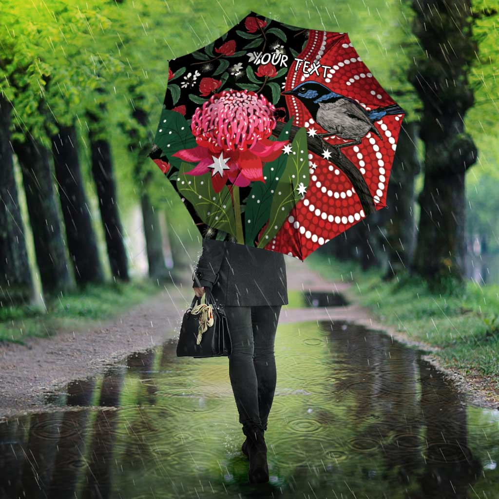 Personalised Australia Waratah And Superb Fairywren Umbrella Aboriginal Art - Aussie Hoodie
