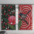 Personalised Australia Waratah And Superb Fairywren Window Curtain Aboriginal Art