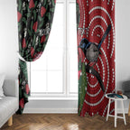 Personalised Australia Waratah And Superb Fairywren Window Curtain Aboriginal Art