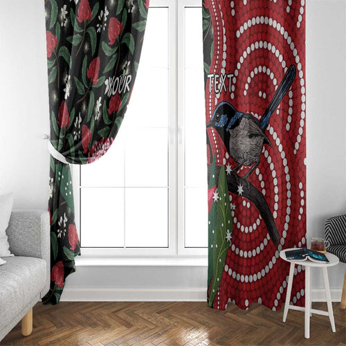 Personalised Australia Waratah And Superb Fairywren Window Curtain Aboriginal Art