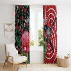 Personalised Australia Waratah And Superb Fairywren Window Curtain Aboriginal Art