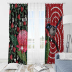 Personalised Australia Waratah And Superb Fairywren Window Curtain Aboriginal Art