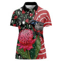 Personalised Australia Waratah And Superb Fairywren Women Polo Shirt Aboriginal Art