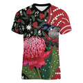 Personalised Australia Waratah And Superb Fairywren Women V-Neck T-Shirt Aboriginal Art