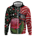 Personalised Australia Waratah And Superb Fairywren Zip Hoodie Aboriginal Art