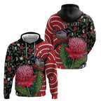 Personalised Australia Waratah And Superb Fairywren Zip Hoodie Aboriginal Art