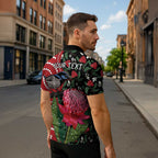 Personalised Australia Waratah And Superb Fairywren Zipper Polo Shirt Aboriginal Art - Aussie Hoodie