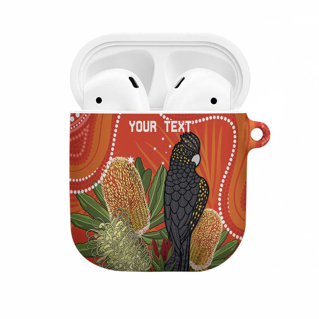 Personalised Australia Banksia And Black Cockatoo AirPods Case Aboriginal Art - Aussie Hoodie