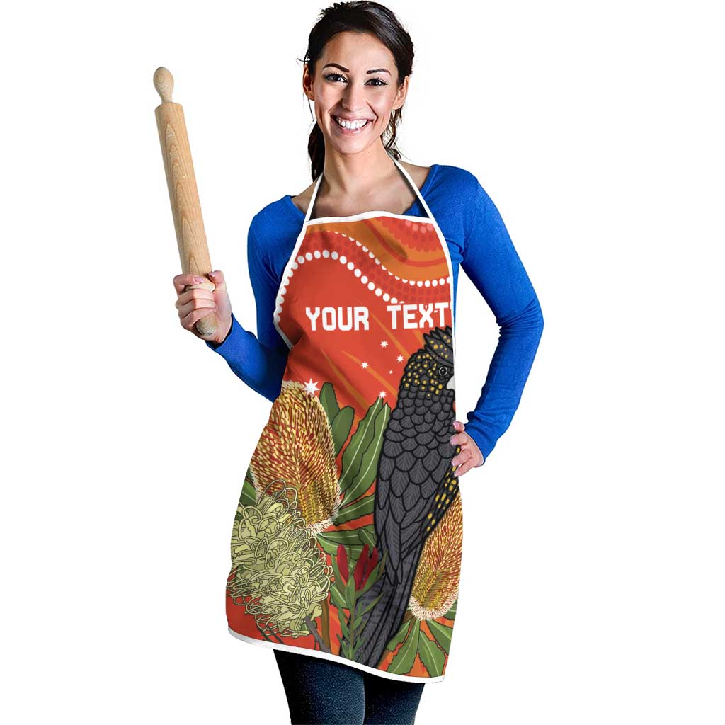 Personalised Australia Banksia And Black Cockatoo Apron Aboriginal Art - Aussie Hoodie