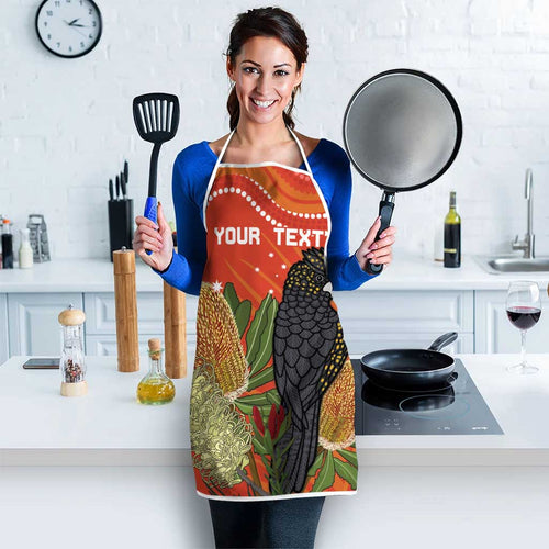Personalised Australia Banksia And Black Cockatoo Apron Aboriginal Art - Aussie Hoodie