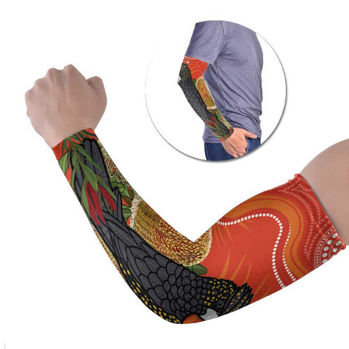 Personalised Australia Banksia And Black Cockatoo Arm Sleeves Aboriginal Art - Aussie Hoodie
