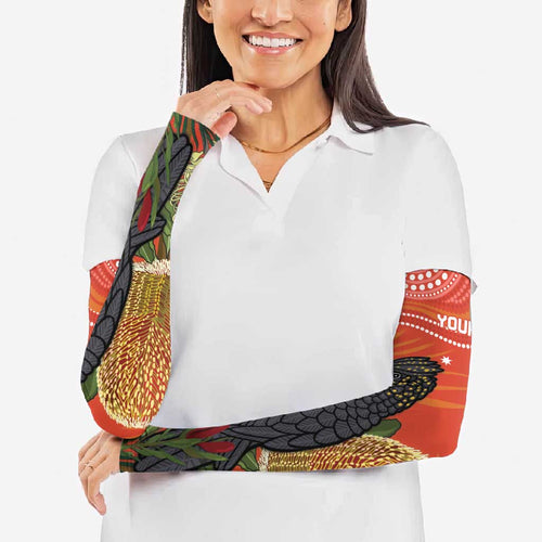Personalised Australia Banksia And Black Cockatoo Arm Sleeves Aboriginal Art - Aussie Hoodie