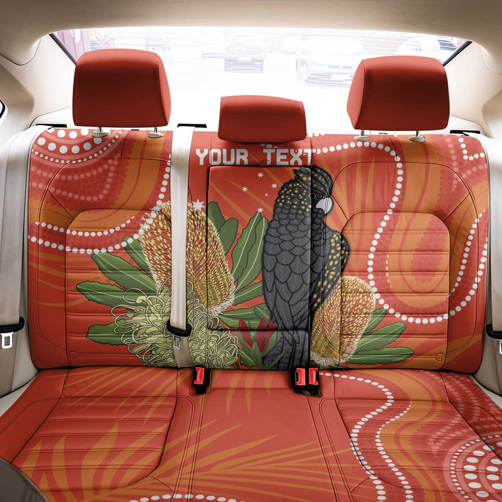 Personalised Australia Banksia And Black Cockatoo Back Car Seat Cover Aboriginal Art