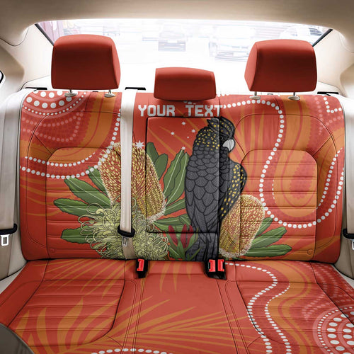 Personalised Australia Banksia And Black Cockatoo Back Car Seat Cover Aboriginal Art