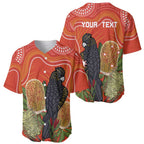 Personalised Australia Banksia And Black Cockatoo Baseball Jersey Aboriginal Art