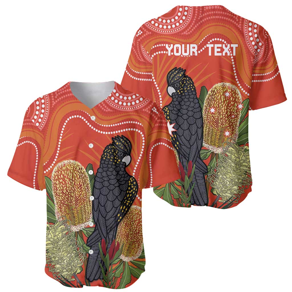 Personalised Australia Banksia And Black Cockatoo Baseball Jersey Aboriginal Art