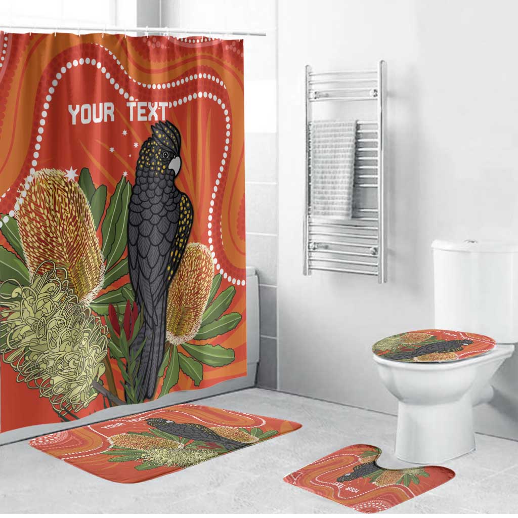 Personalised Australia Banksia And Black Cockatoo Bathroom Set Aboriginal Art - Aussie Hoodie